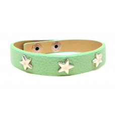 Armband Lederimitat, Sterne, grün